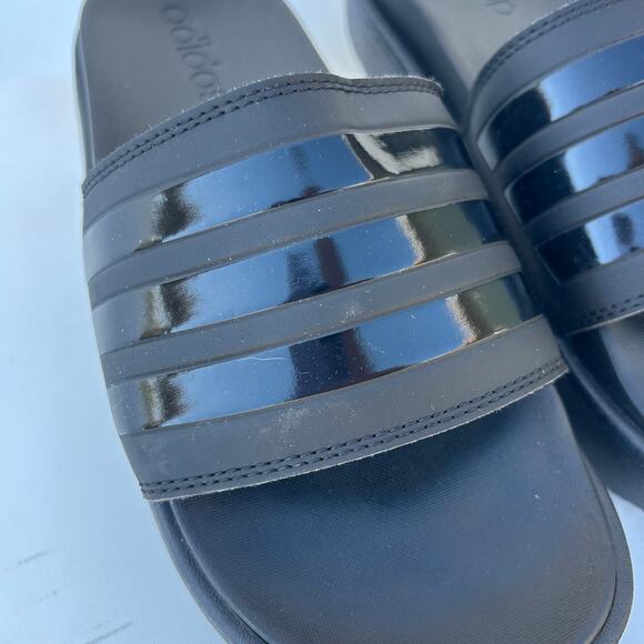 Adidas Adilette Platform Slides Sporty Black Blokette Size 9 Flats Sandals - Picture 6 of 8